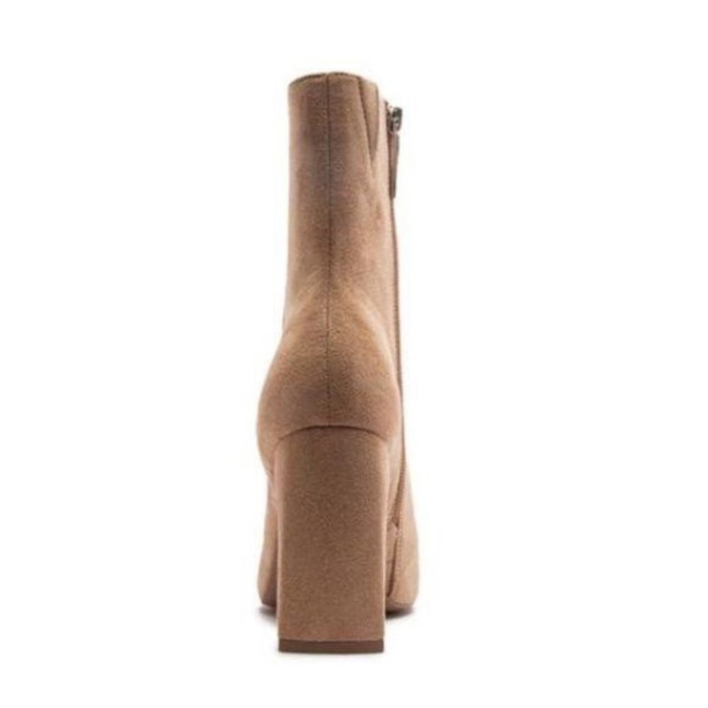 Taupe Vegan Suede Ankle Side Zip Booties - Picture 4 of 7